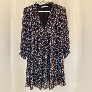 Zara Black Floral Mini Dress Sz M